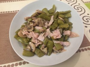 Judias verdes con champiñones y pavo - Correr&Comer Blog de cocina y running para amantes de la comida y del deporte.